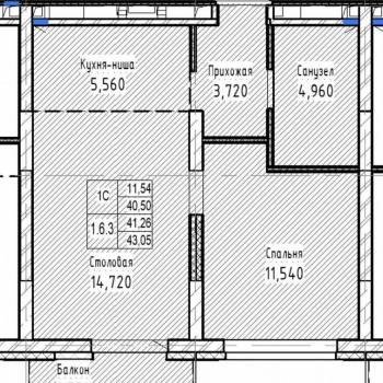 Сдается 1-комнатная квартира, 40,5 м²