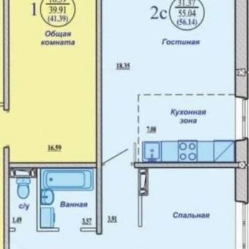 Сдается 2-х комнатная квартира, 60 м²