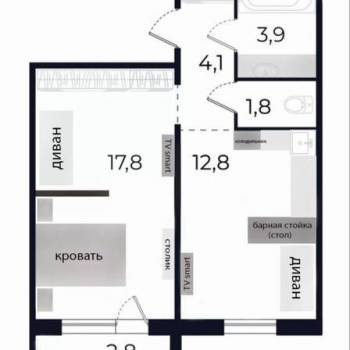 Продается 1-комнатная квартира, 40 м²