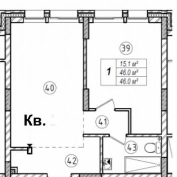 Продается 1-комнатная квартира, 46 м²