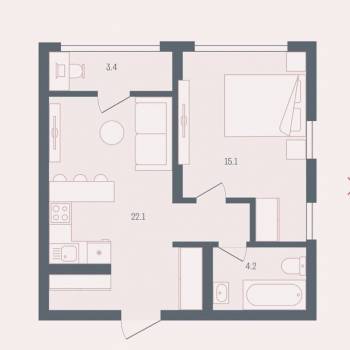 Продается 1-комнатная квартира, 46 м²