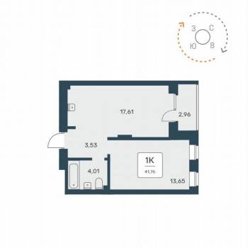 Продается 1-комнатная квартира, 41,8 м²