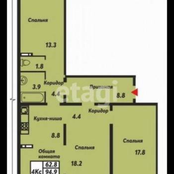 Продается Многокомнатная квартира, 94,6 м²