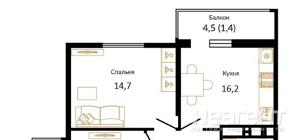 Продается 2-х комнатная квартира, 58,4 м²