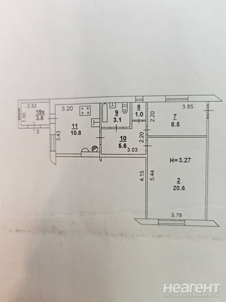 Продается 2-х комнатная квартира, 49,6 м²