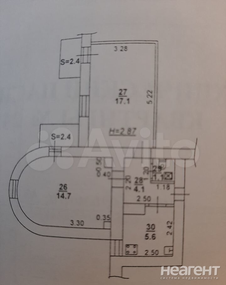 Продается 2-х комнатная квартира, 44 м²