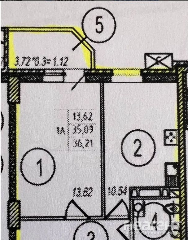 Продается 1-комнатная квартира, 36,2 м²