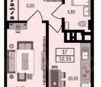 Продается 1-комнатная квартира, 33,6 м²