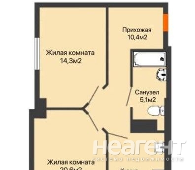 Продается 2-х комнатная квартира, 63,2 м²