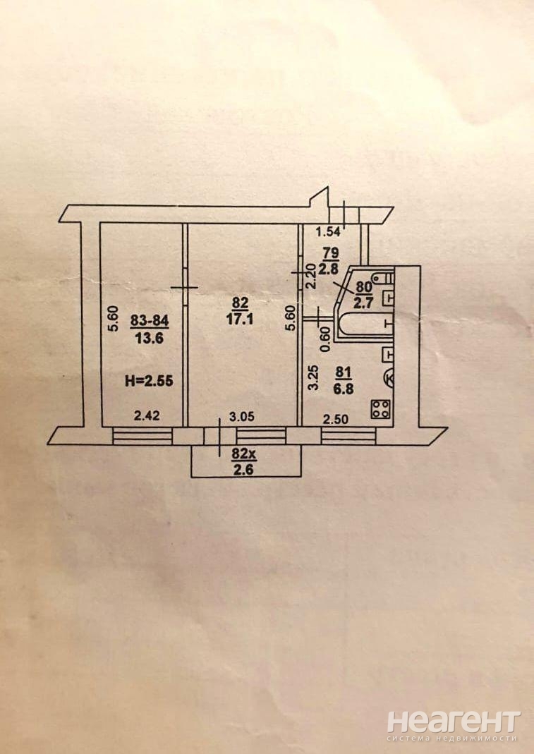 Продается 2-х комнатная квартира, 44 м²