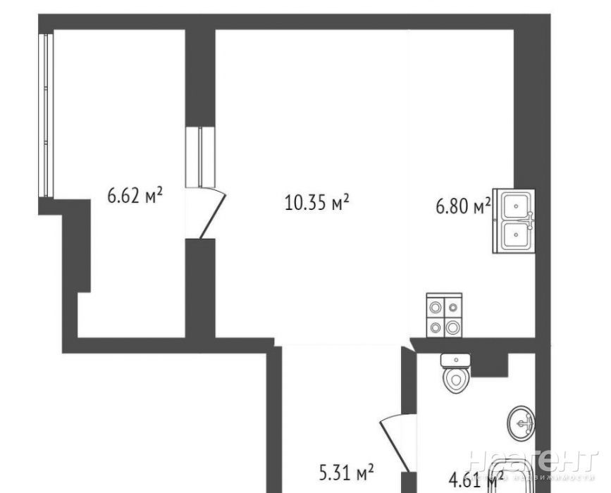 Продается 1-комнатная квартира, 33 м²