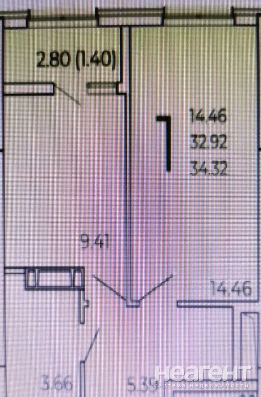 Продается 1-комнатная квартира, 34,6 м²