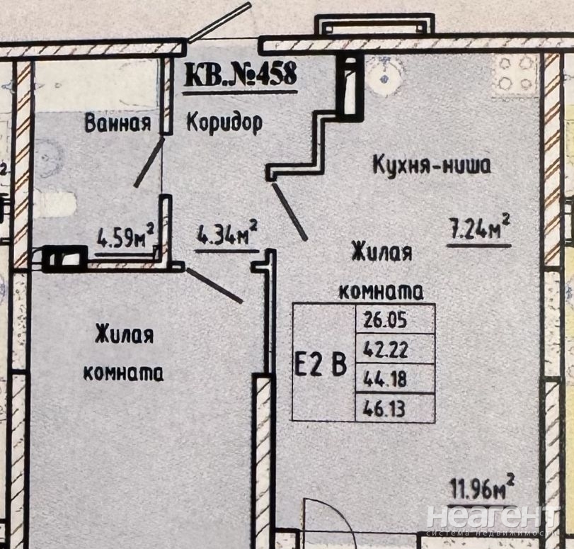 Продается 2-х комнатная квартира, 46 м²