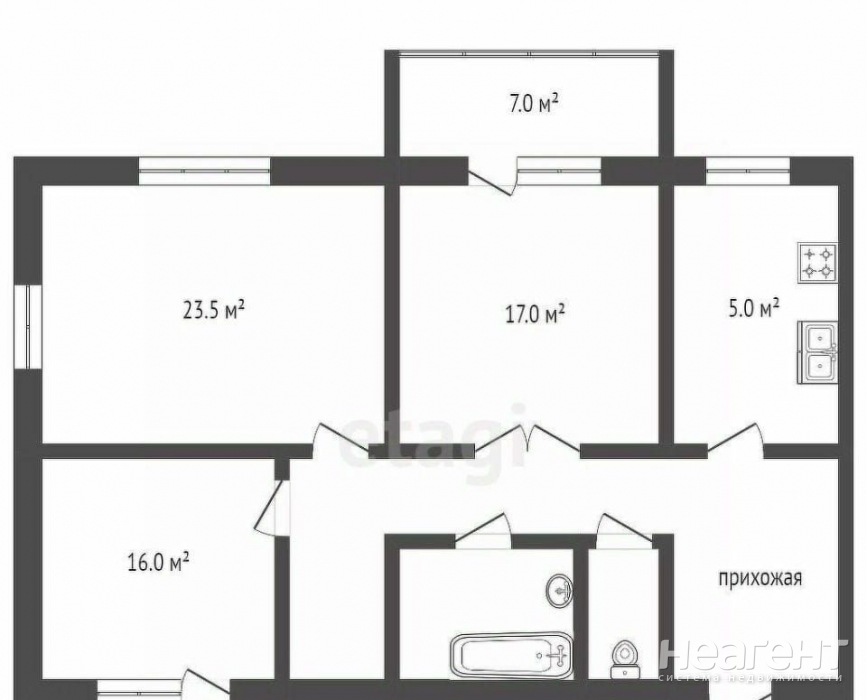 Продается 3-х комнатная квартира, 100 м²