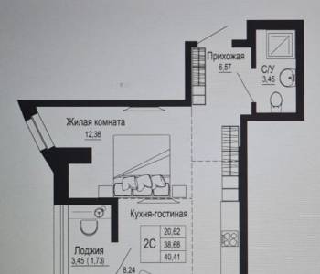 Продается 1-комнатная квартира, 40 м²