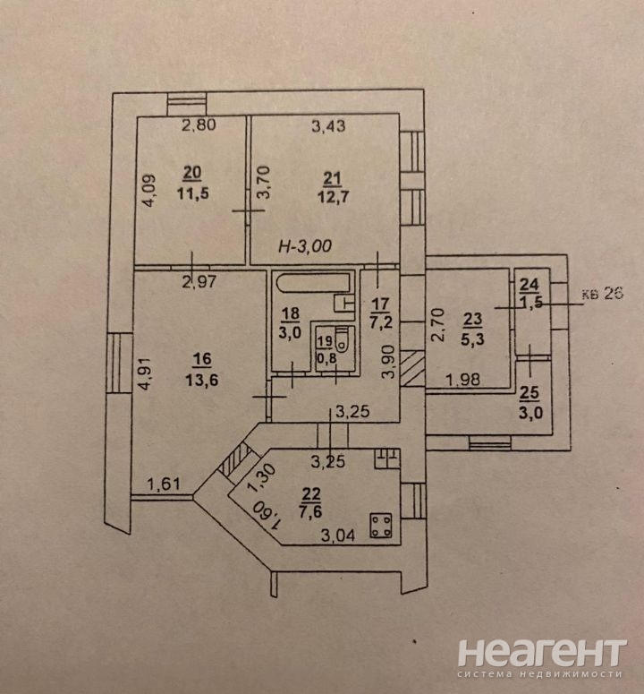 Продается 3-х комнатная квартира, 66,2 м²