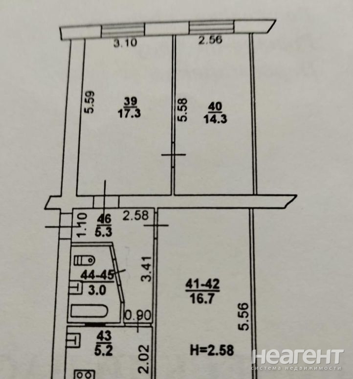 Продается 3-х комнатная квартира, 60 м²