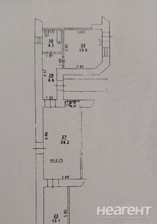 Продается 3-х комнатная квартира, 62 м²