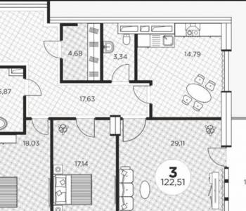 Продается 3-х комнатная квартира, 122 м²