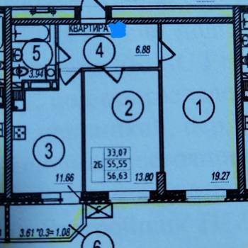 Продается 2-х комнатная квартира, 55,5 м²