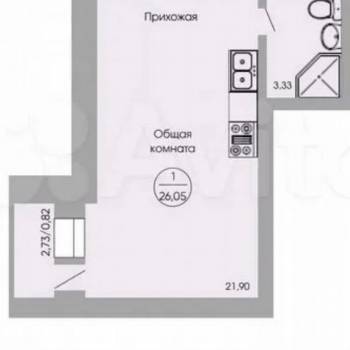 Продается 1-комнатная квартира, 26 м²