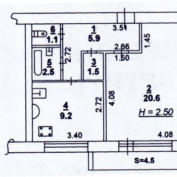 Продается 1-комнатная квартира, 45 м²