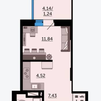 Продается 1-комнатная квартира, 29 м²