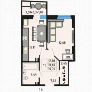 Продается 1-комнатная квартира, 40 м²