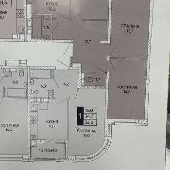 Продается 1-комнатная квартира, 36,3 м²