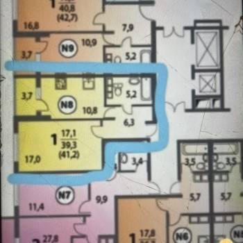 Продается 1-комнатная квартира, 41,2 м²