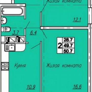 Продается 2-х комнатная квартира, 51,8 м²