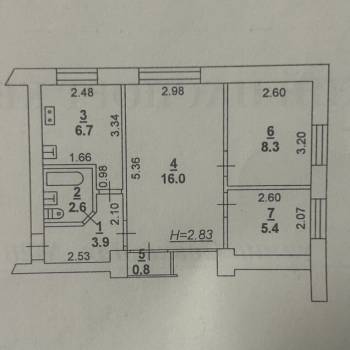 Продается 3-х комнатная квартира, 44 м²