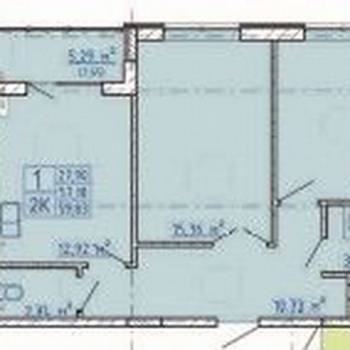 Продается 1-комнатная квартира, 61,6 м²