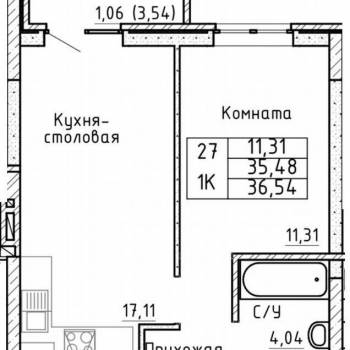 Продается 1-комнатная квартира, 35,5 м²
