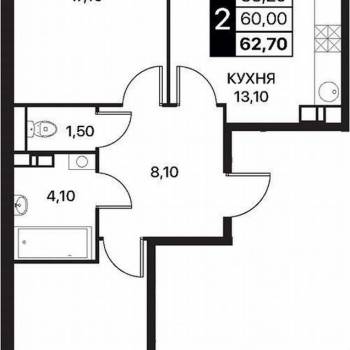 Продается 2-х комнатная квартира, 65,4 м²
