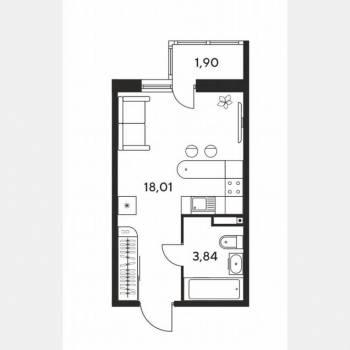 Продается 1-комнатная квартира, 23,5 м²