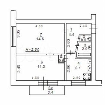 Продается 2-х комнатная квартира, 40 м²