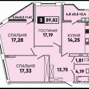 Продается 3-х комнатная квартира, 90 м²