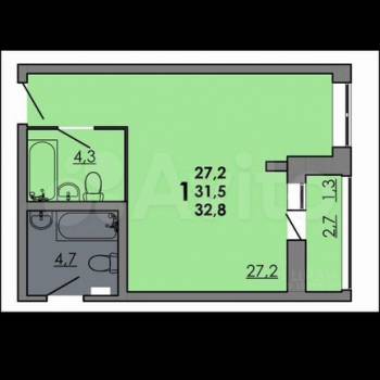 Продается 1-комнатная квартира, 31,1 м²