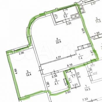 Продается 1-комнатная квартира, 51,7 м²