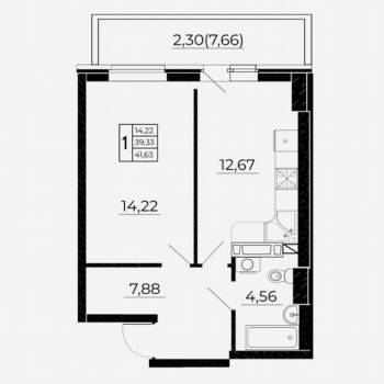 Продается 1-комнатная квартира, 41,6 м²