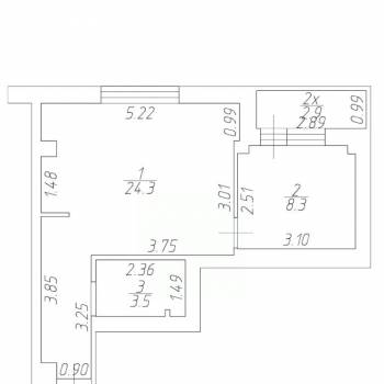 Продается 1-комнатная квартира, 36 м²