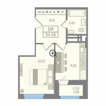 Продается 1-комнатная квартира, 34,56 м²
