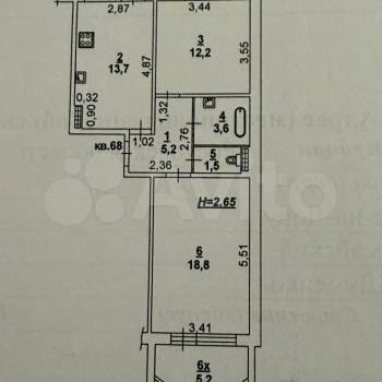 Продается 2-х комнатная квартира, 55 м²