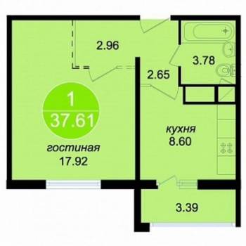 Продается 1-комнатная квартира, 38 м²