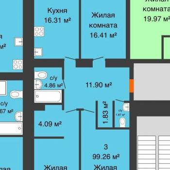 Продается 3-х комнатная квартира, 95 м²