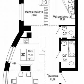 Продается 3-х комнатная квартира, 77,6 м²