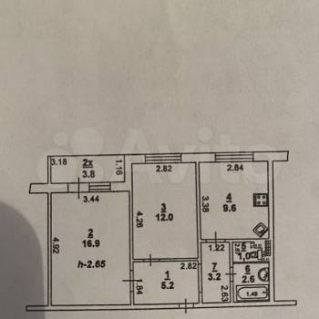 Продается 2-х комнатная квартира, 52,4 м²