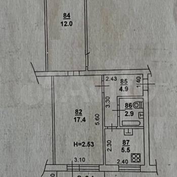 Продается 2-х комнатная квартира, 43,6 м²