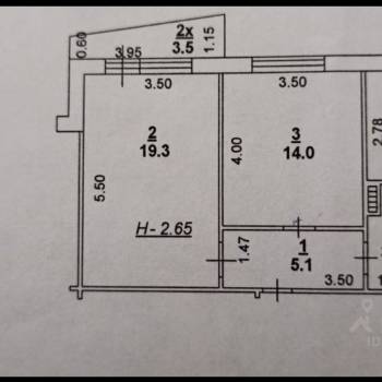 Продается 2-х комнатная квартира, 53 м²